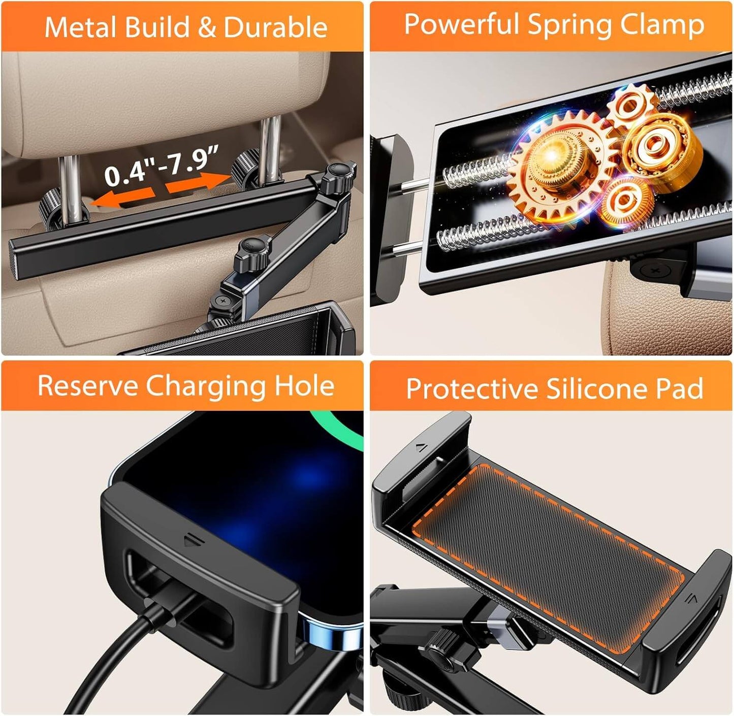 Car Headrest Holder for Tablets & phones,Backseat  Mount