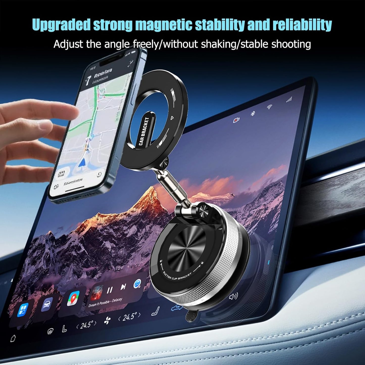 Car Phone Holder With Vacuum Magnetic